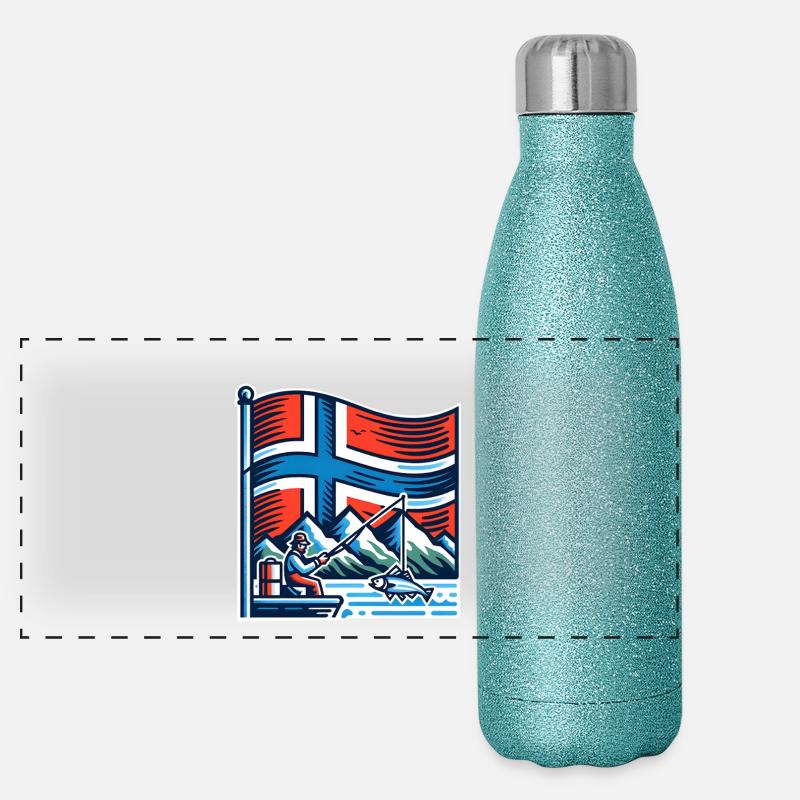 Bateau de pêche Norvège Gourde isotherme panoramique pailletée 500 ml
