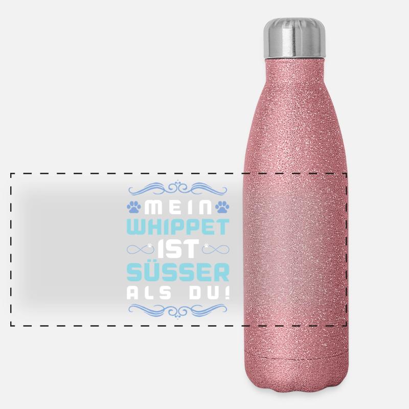 whippet hund spruch Panorama Glitzer Isolierflasche 500 ml
