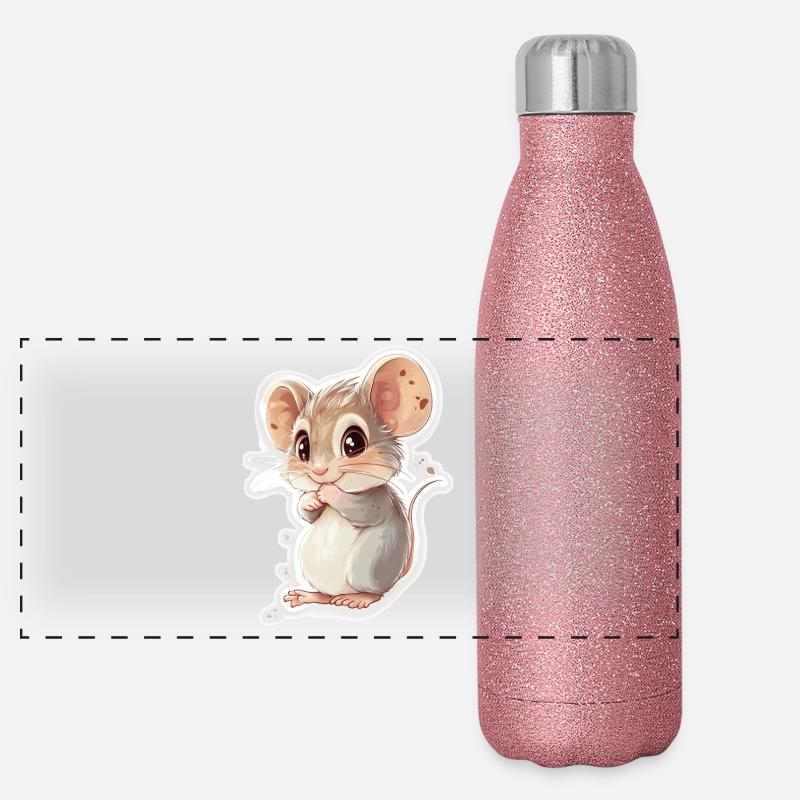 Maus - Panorama Glitzer Isolierflasche 500 ml - Pink Glitzer