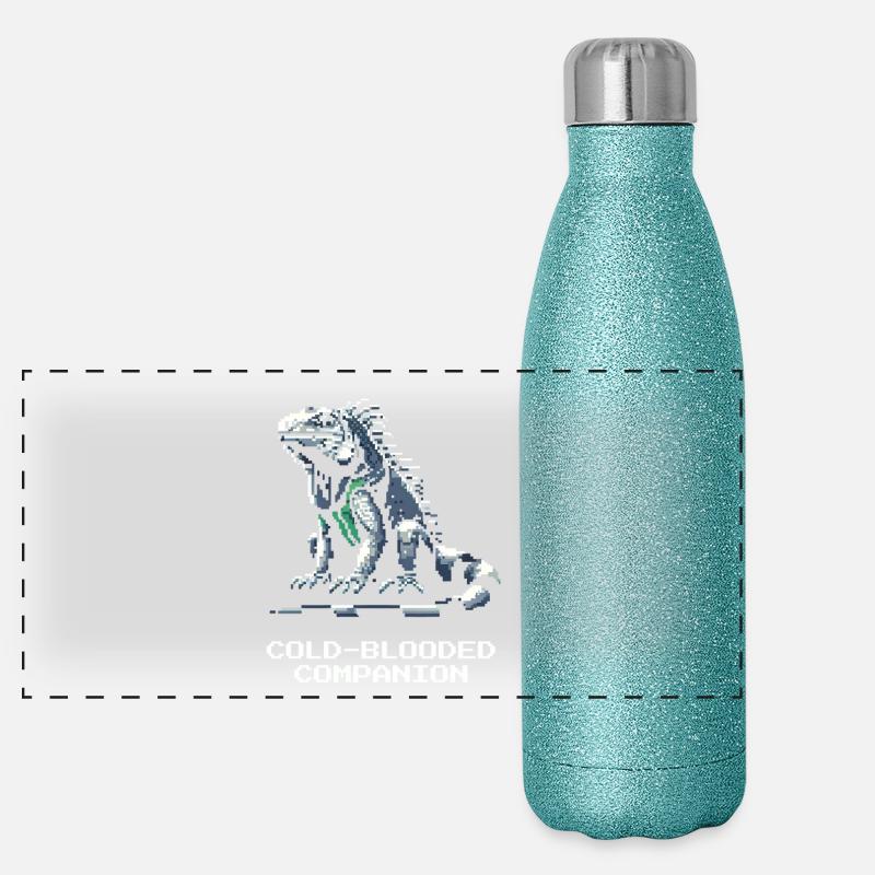 Kaltblütiger Begleiter | Leguan Reptil Panorama Glitzer Isolierflasche 500 ml