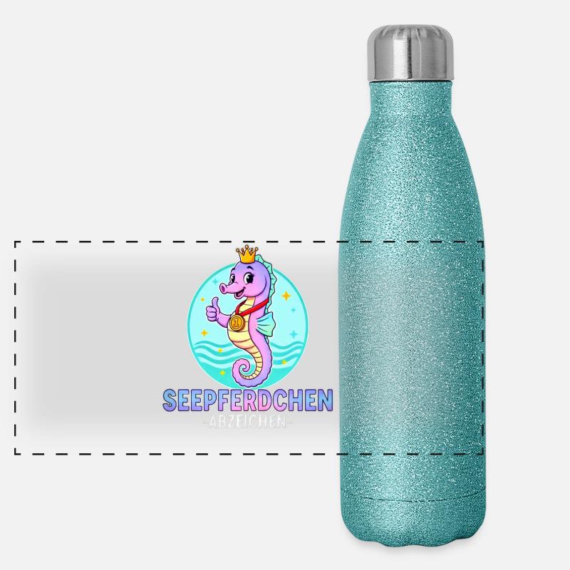 Seepferdchen Abzeichen mit Farbverlauf Panorama Glitzer Isolierflasche 500 ml