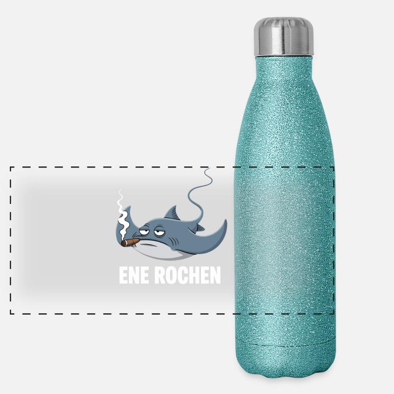 Ene Rochen Raucher Spruch Zigarette Kippe Rauchen Panorama Glitzer Isolierflasche 500 ml