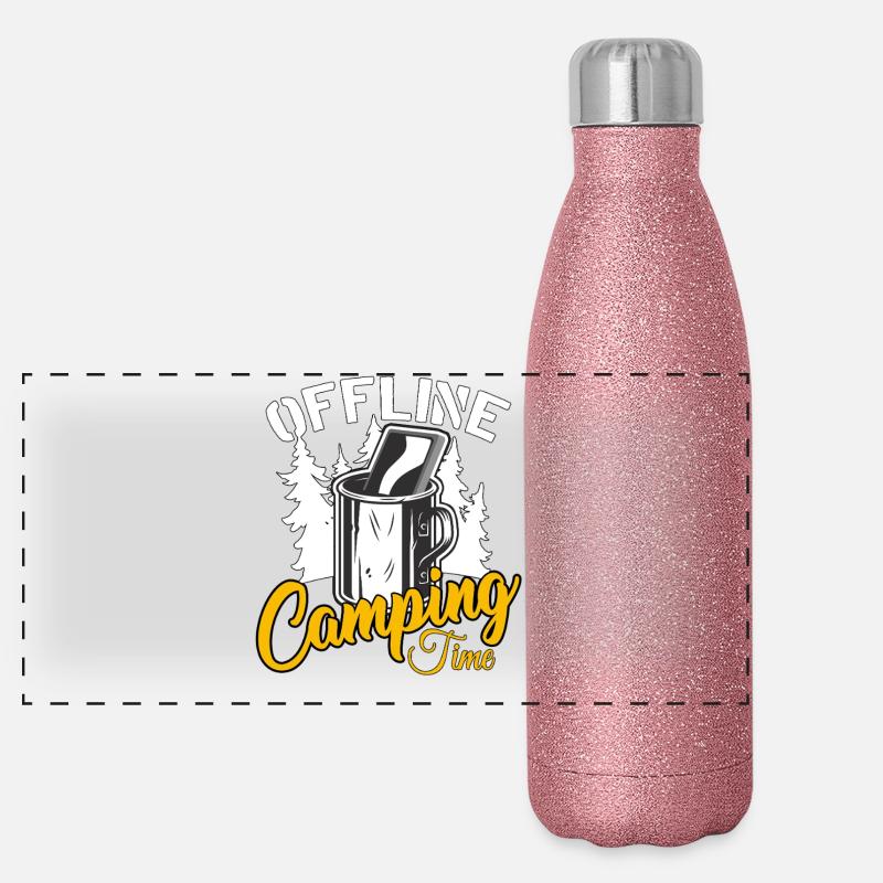Camping - Panoramic Glitter Thermal Bottle 500 ml - pink glitter