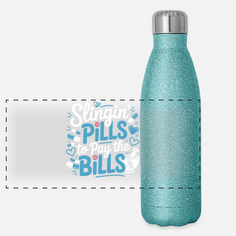 Pills to Pay the Bills Panorama Glitzer Isolierflasche 500 ml