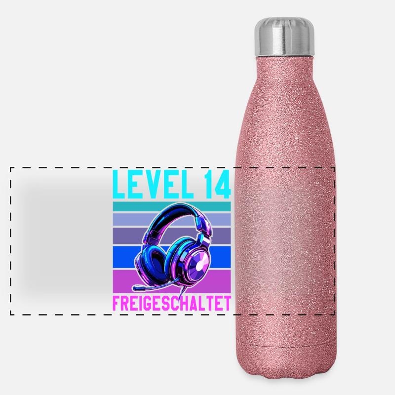 10. Geburtstag Junge Mädchen Teenager Level 10 Panorama Glitzer Isolierflasche 500 ml