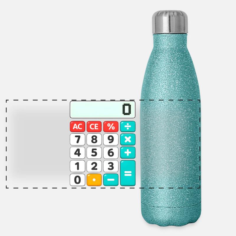 Retro-Farbblock-Rechner Panorama Glitzer Isolierflasche 500 ml