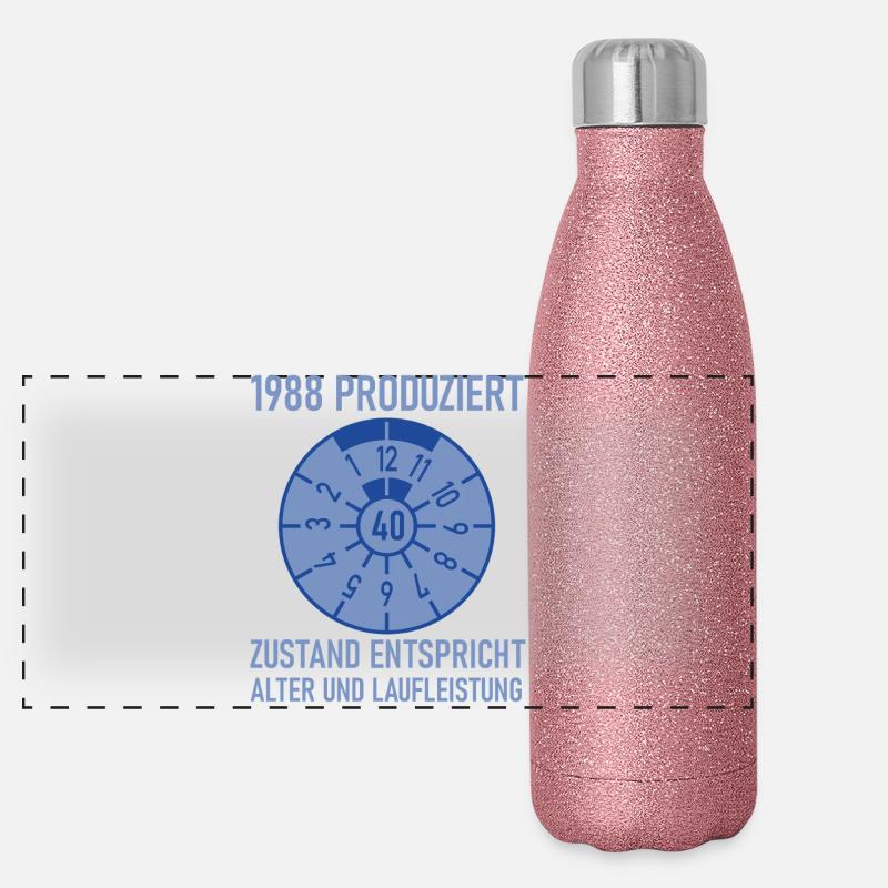 1988 Geboren 40. Geburtstag Auto Tuning Panorama Glitzer Isolierflasche 500 ml
