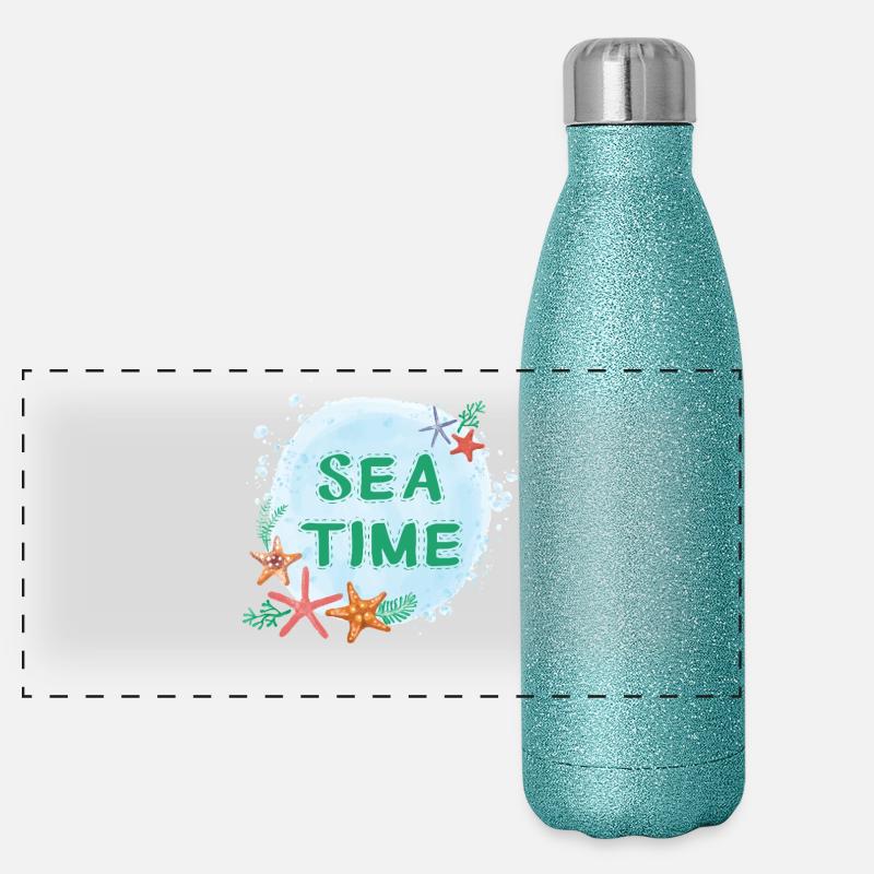 Conception aquarelle du temps de la mer Gourde isotherme panoramique pailletée 500 ml