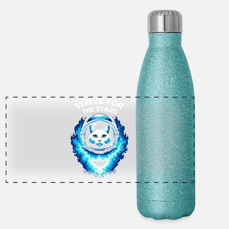 Cat Astronaut Space Panoramic Glitter Thermal Bottle 500 ml