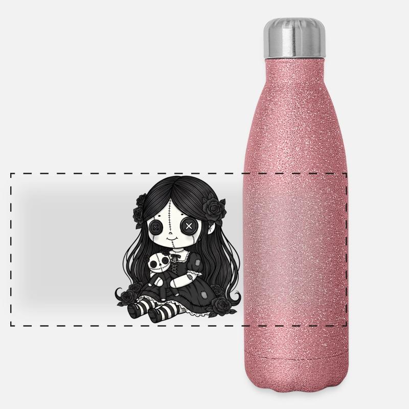 Gothic Bunny Weirdcore Dark Horror Animal Doll Panorama Glitzer Isolierflasche 500 ml