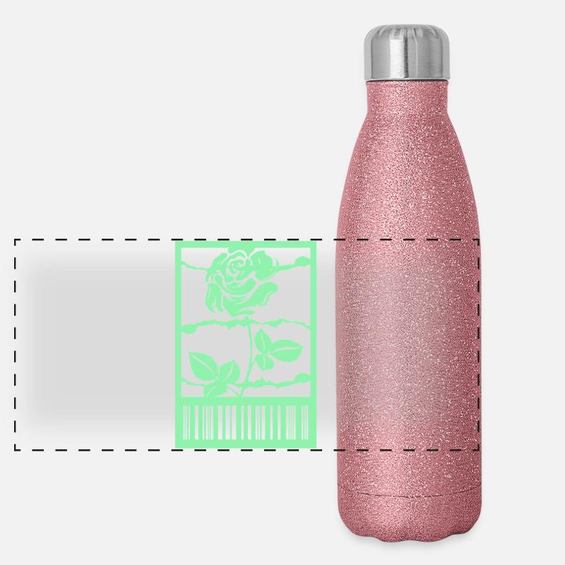 Gothic Rose Stacheldraht Strichcode Urban Style Panorama Glitzer Isolierflasche 500 ml
