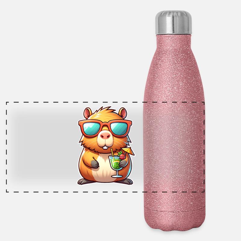 Capybara  - Panorama Glitzer Isolierflasche 500 ml - Pink Glitzer