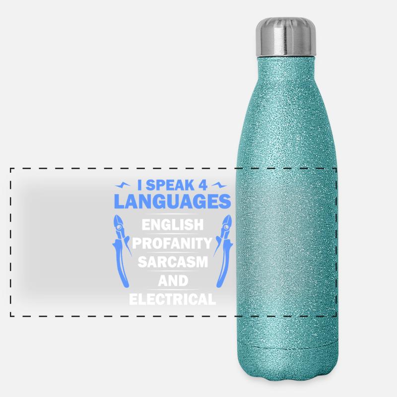 Ich spreche 4 Sprachen Tee Panorama Glitzer Isolierflasche 500 ml