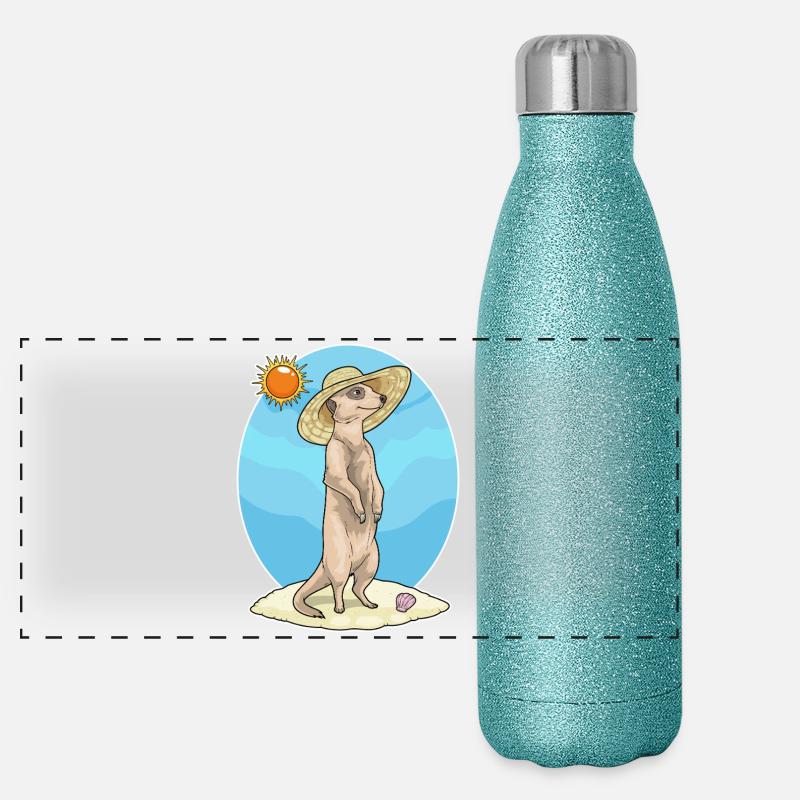 Meerkat Beach Straw Hat Summer Panoramic Glitter Thermal Bottle 500 ml
