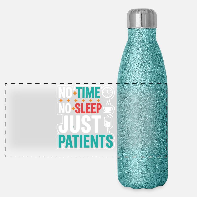 Night Shift Nurse, Tired Panoramic Glitter Thermal Bottle 500 ml