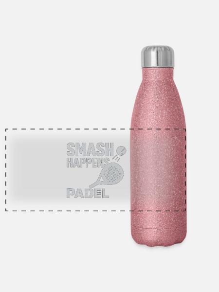 Smash Happens Padel - Panorama Glitzer Isolierflasche 500 ml - Pink Glitzer