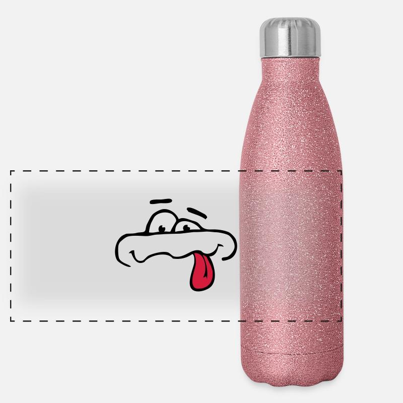 Drôle de bande dessinée Visage Langue Sortir Gourde isotherme panoramique pailletée 500 ml