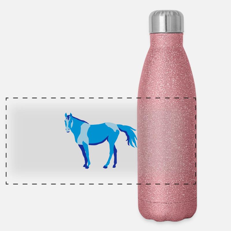 Pferde, horse Panorama Glitzer Isolierflasche 500 ml
