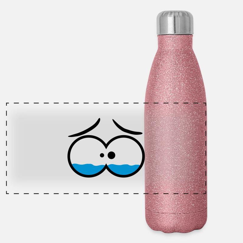 Sad Crying Comic Eyes Gourde isotherme panoramique pailletée 500 ml