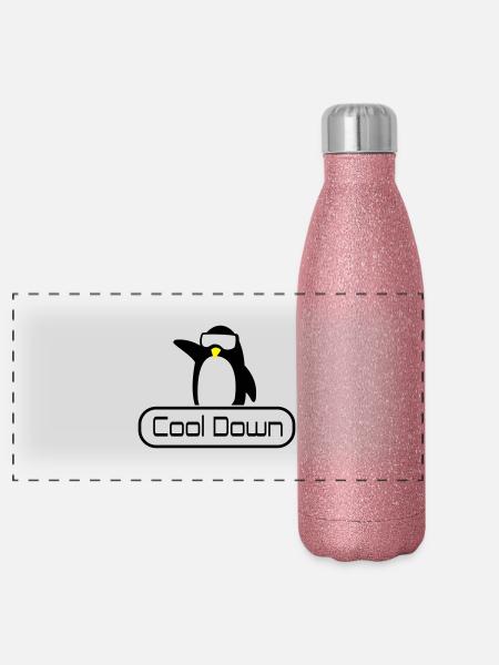 cool down - Panorama Glitzer Isolierflasche 500 ml - Pink Glitzer - Vorne