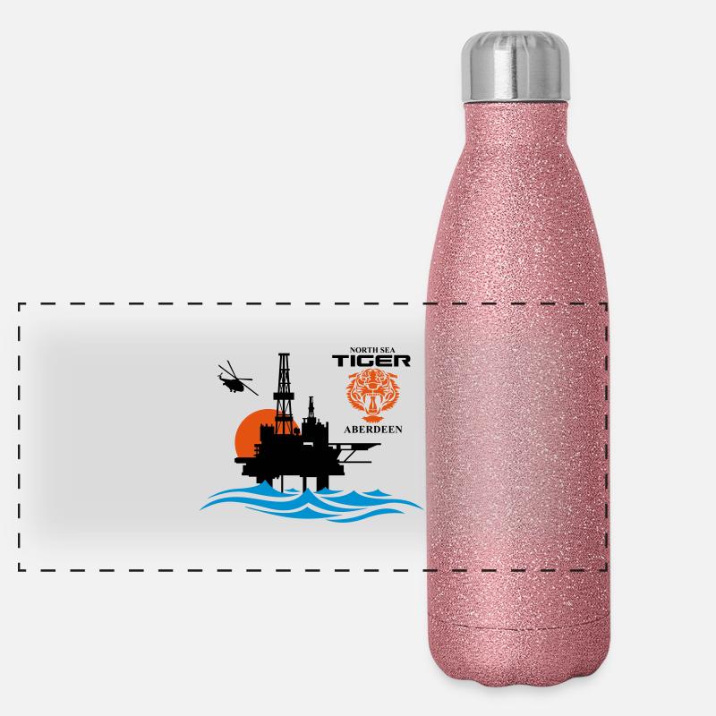 North Sea Tiger Oil Rig Platform Aberdeen Panoramic Glitter Thermal Bottle 500 ml