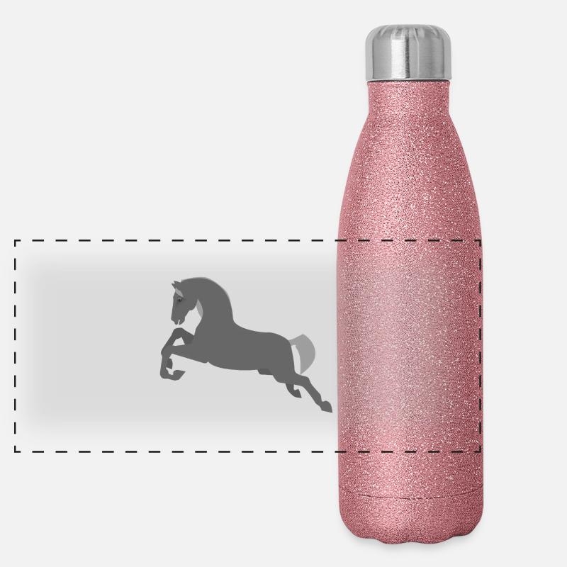Graues Pferd Panorama Glitzer Isolierflasche 500 ml