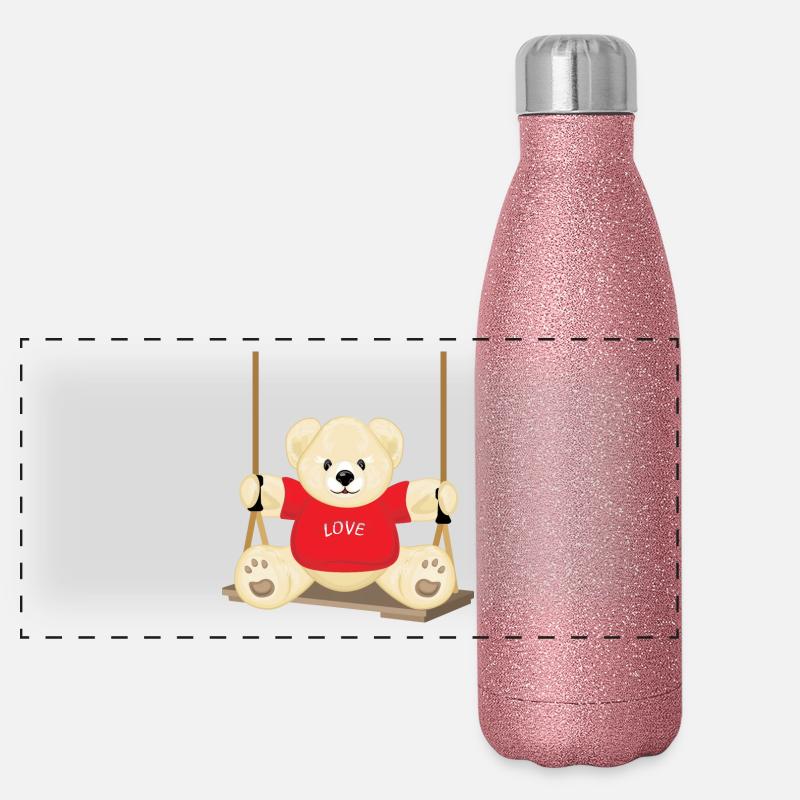 Teddy bear on the swing Gourde isotherme panoramique pailletée 500 ml