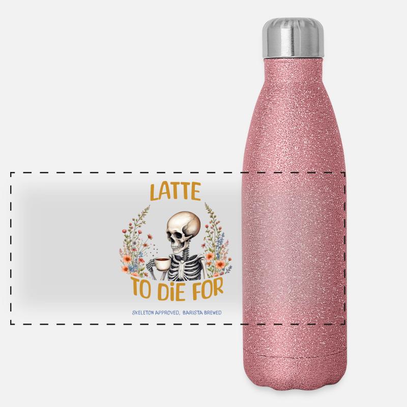 Latte zum Sterben Panorama Glitzer Isolierflasche 500 ml