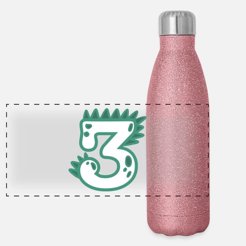 Zahl 3 Panorama Glitzer Isolierflasche 500 ml