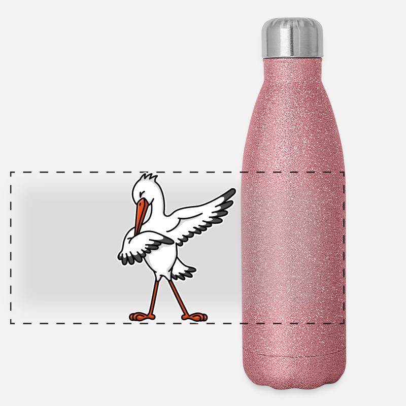 Dab dabbing stork pregnancy announcement - Panoramic Glitter Thermal Bottle 500 ml - pink glitter