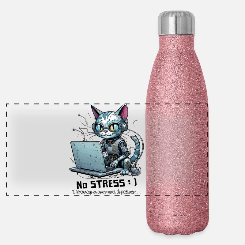 Geeky computer chat, computer humor Panoramic Glitter Thermal Bottle 500 ml