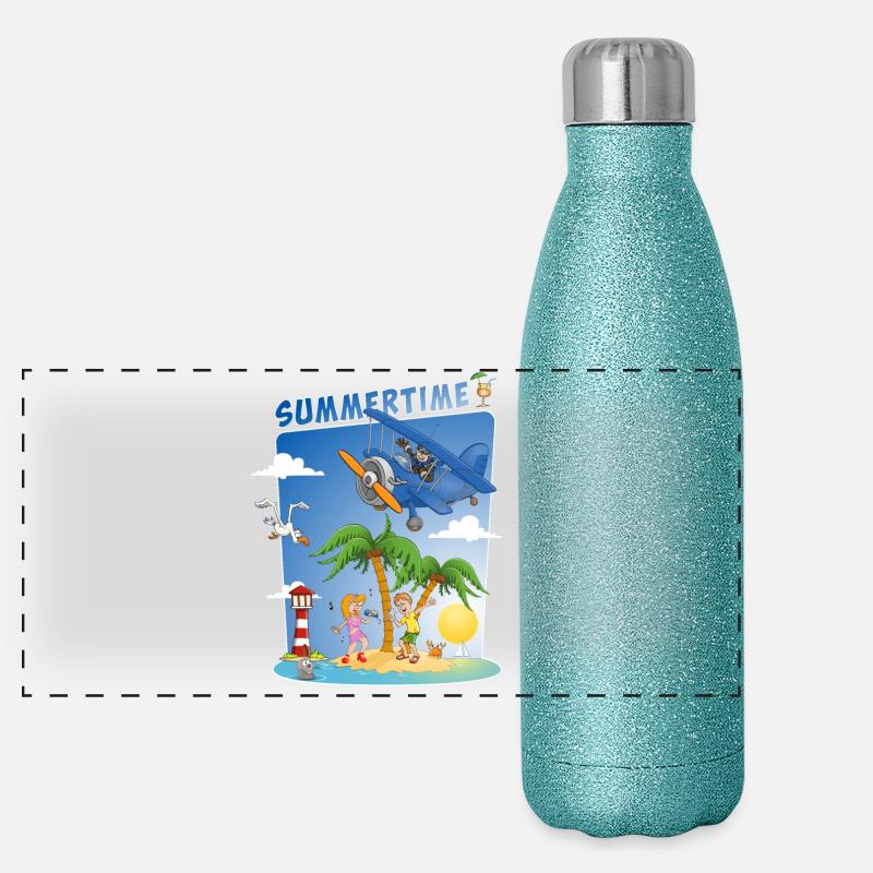 Image d’été colorée et joyeuse Gourde isotherme panoramique pailletée 500 ml