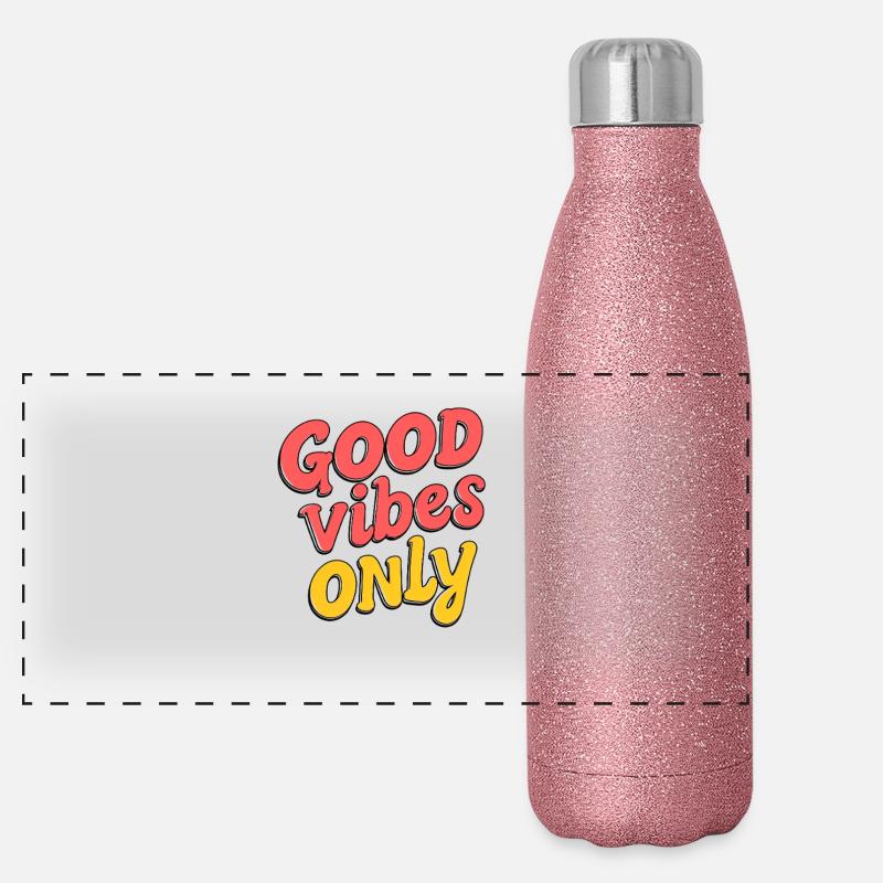 Gute Vibes Only – Bunt & Positiv Retro Panorama Glitzer Isolierflasche 500 ml