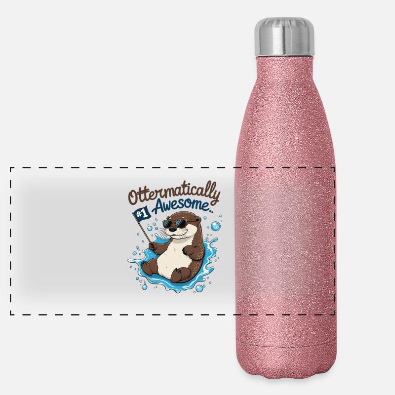 Süßer Otter für Kinder – Lustiges Geburtstagsdesig Panorama Glitzer Isolierflasche 500 ml