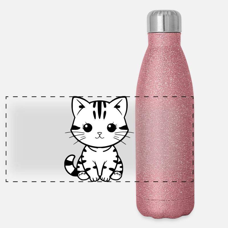 Cat Kitten Cat Shirt Gift - Panoramic Glitter Thermal Bottle 500 ml - pink glitter