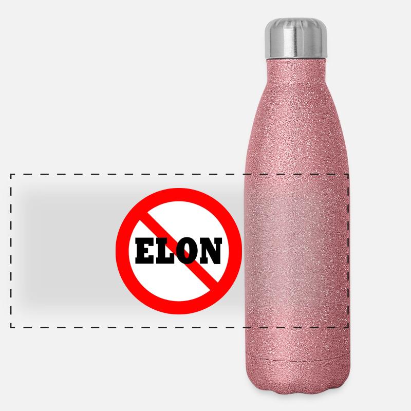 Anti Elon Round NO Bumper Gourde isotherme panoramique pailletée 500 ml