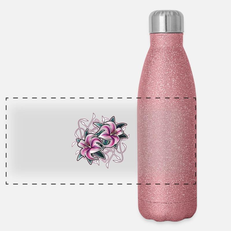 lilies2 Panoramic Glitter Thermal Bottle 500 ml
