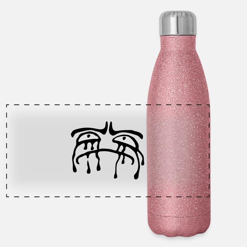 Weeping sad face tears unhappy Panoramic Glitter Thermal Bottle 500 ml