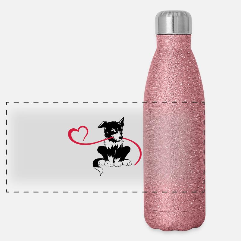 Bordercollie Love Panorama Glitzer Isolierflasche 500 ml