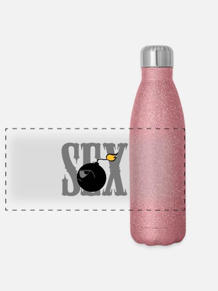 Sexbombe - Panorama Glitzer Isolierflasche 500 ml - Pink Glitzer - Vorne