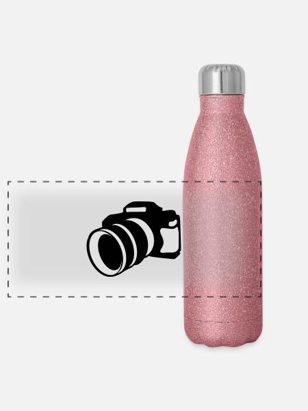 Kamera - Panorama Glitzer Isolierflasche 500 ml - Pink Glitzer - Vorne
