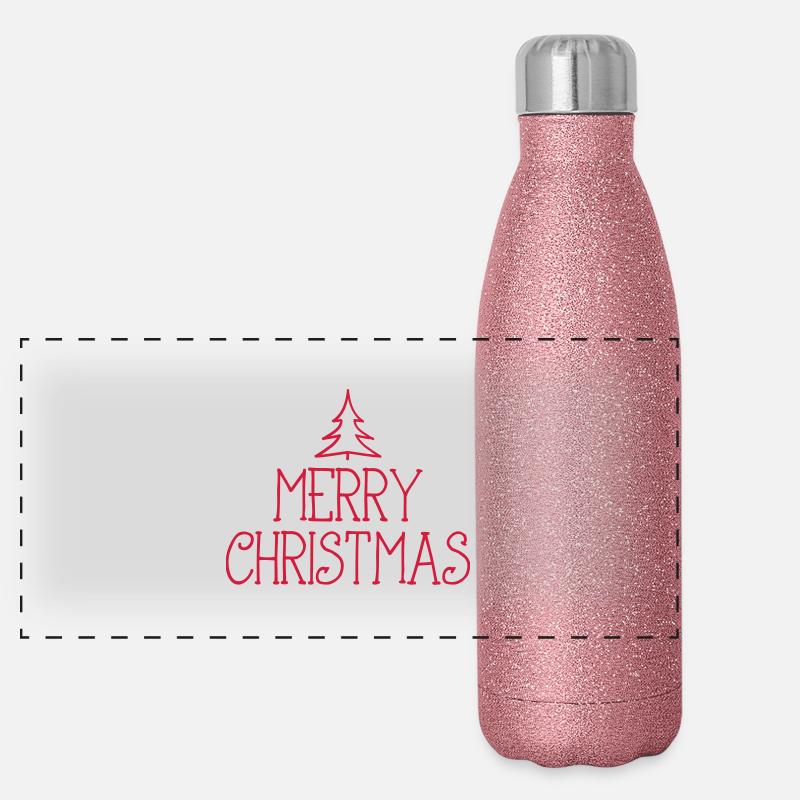 merry christmas with tree 1c Panorama Glitzer Isolierflasche 500 ml