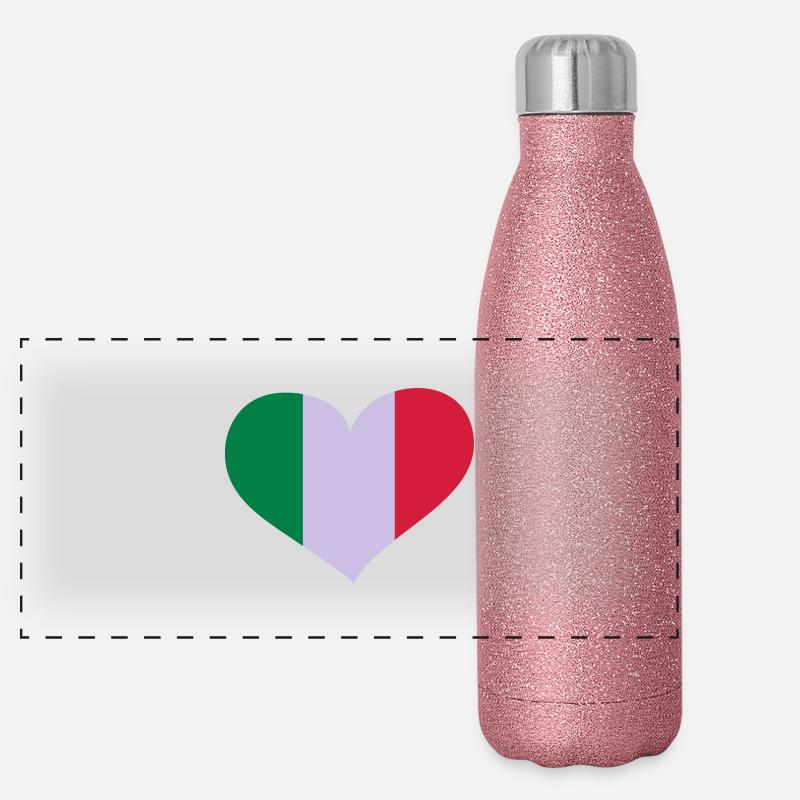 Italien Herz; Heart Italia - Panoramic Glitter Thermal Bottle 500 ml - pink glitter