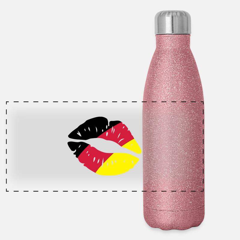 germany kiss lips Panorama Glitzer Isolierflasche 500 ml
