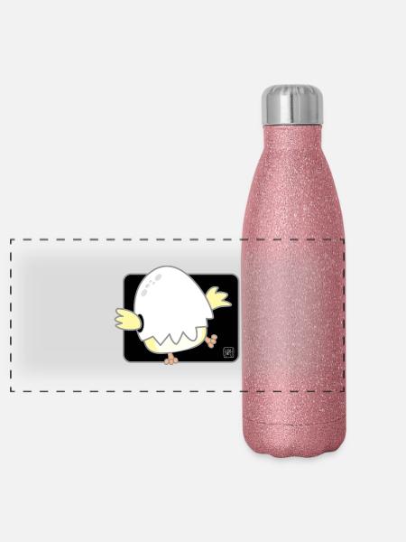Bird Korean - Japanese Style 01 - Panoramic Glitter Thermal Bottle 500 ml - pink glitter - Front