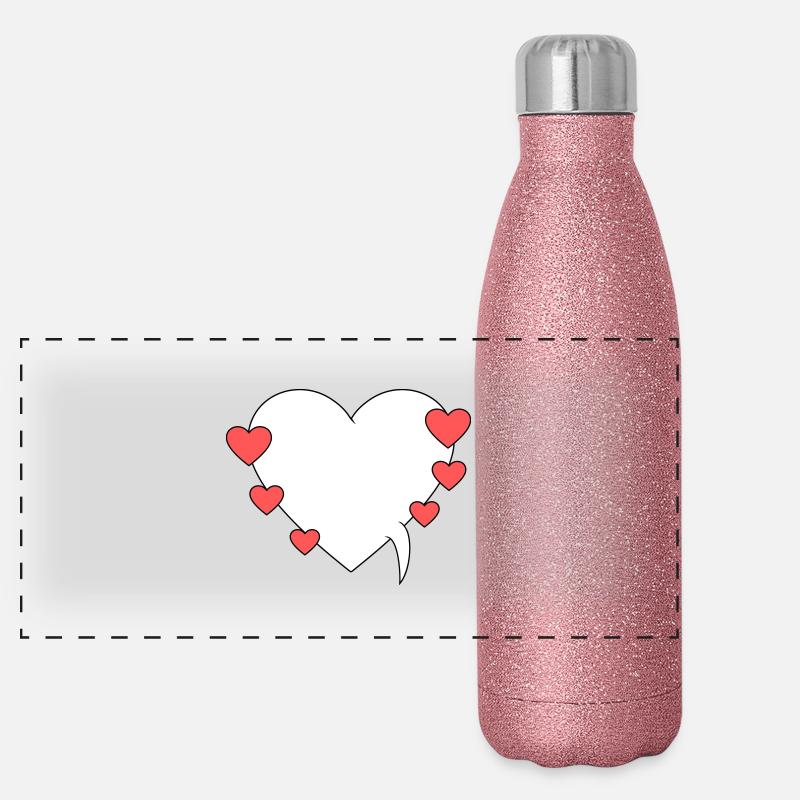 Bulle de dialogue avec des cœurs Gourde isotherme panoramique pailletée 500 ml