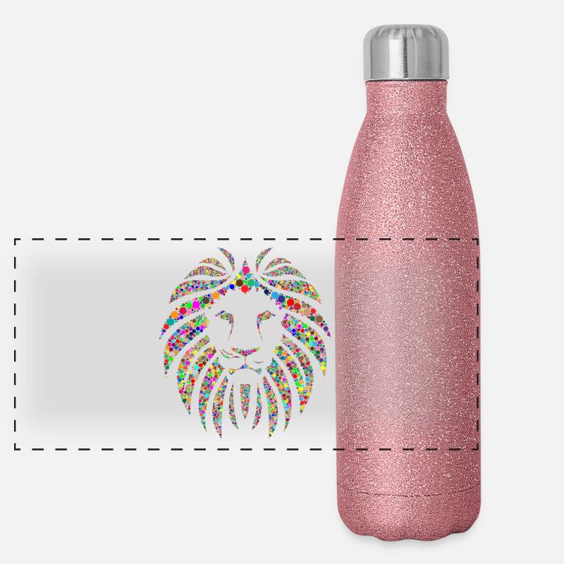 Löwe Regenbogen Geometrisch Geschenk Panorama Glitzer Isolierflasche 500 ml