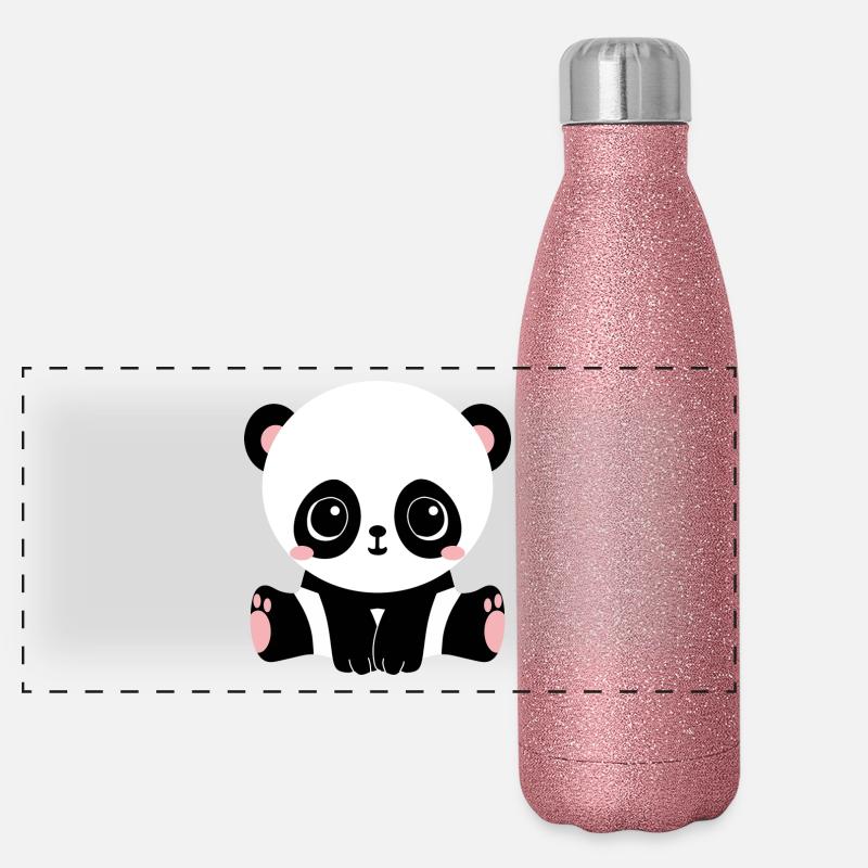 Panda - Panorama Glitzer Isolierflasche 500 ml - Pink Glitzer
