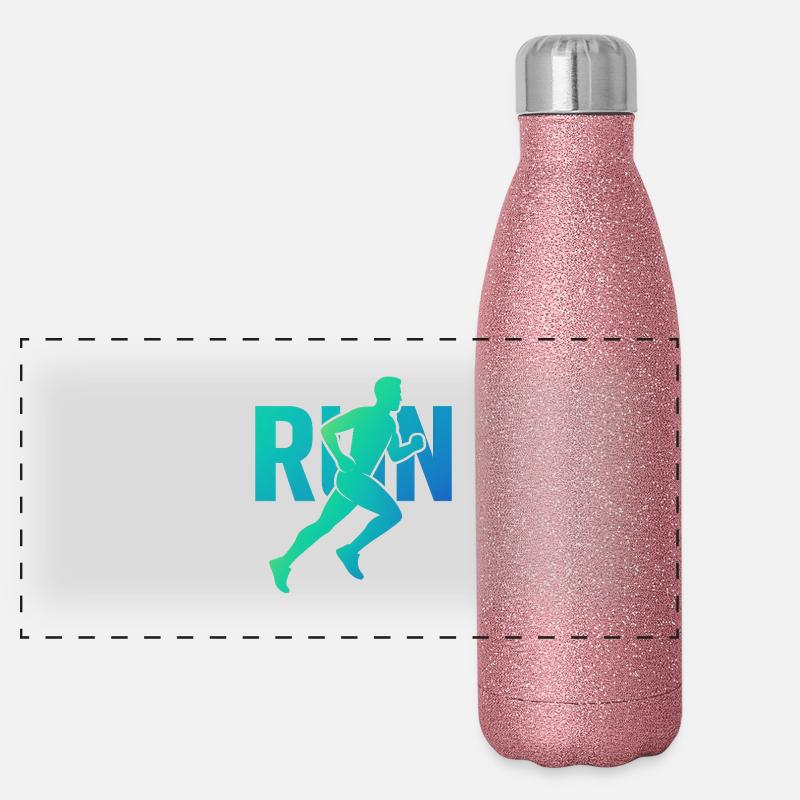 Dynamischer Läufer RUN Panorama Glitzer Isolierflasche 500 ml