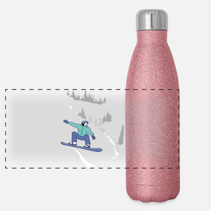 Snowboard, Wintersport Panorama Glitzer Isolierflasche 500 ml